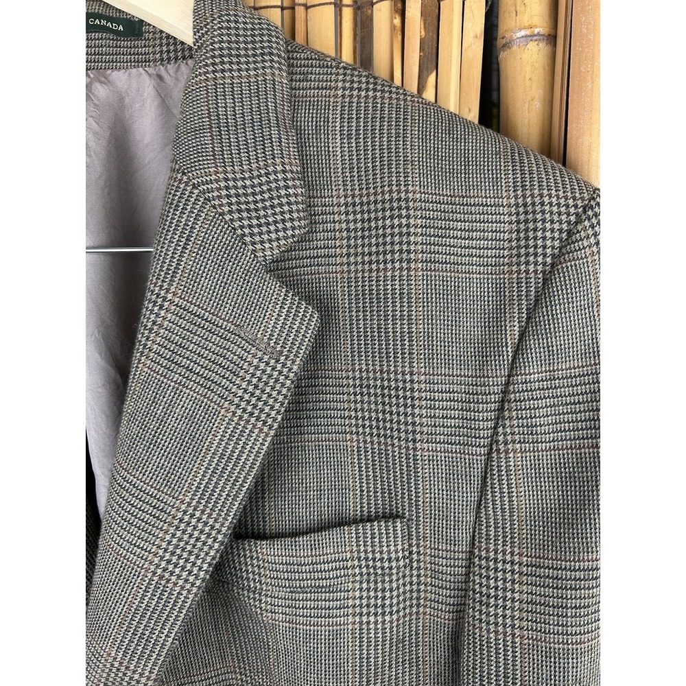 Vintage LAUREN Ralph Lauren Men's Blazer/Sport Coat 100% Wool 44L -‎ Gray Brown - Picture 3 of 16